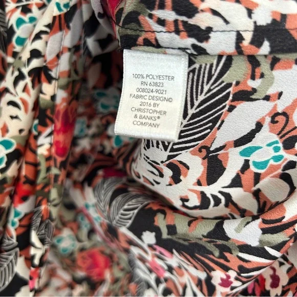 CJ Banks Zipper Front Floral Patterened Blouse - Picture 7 of 7